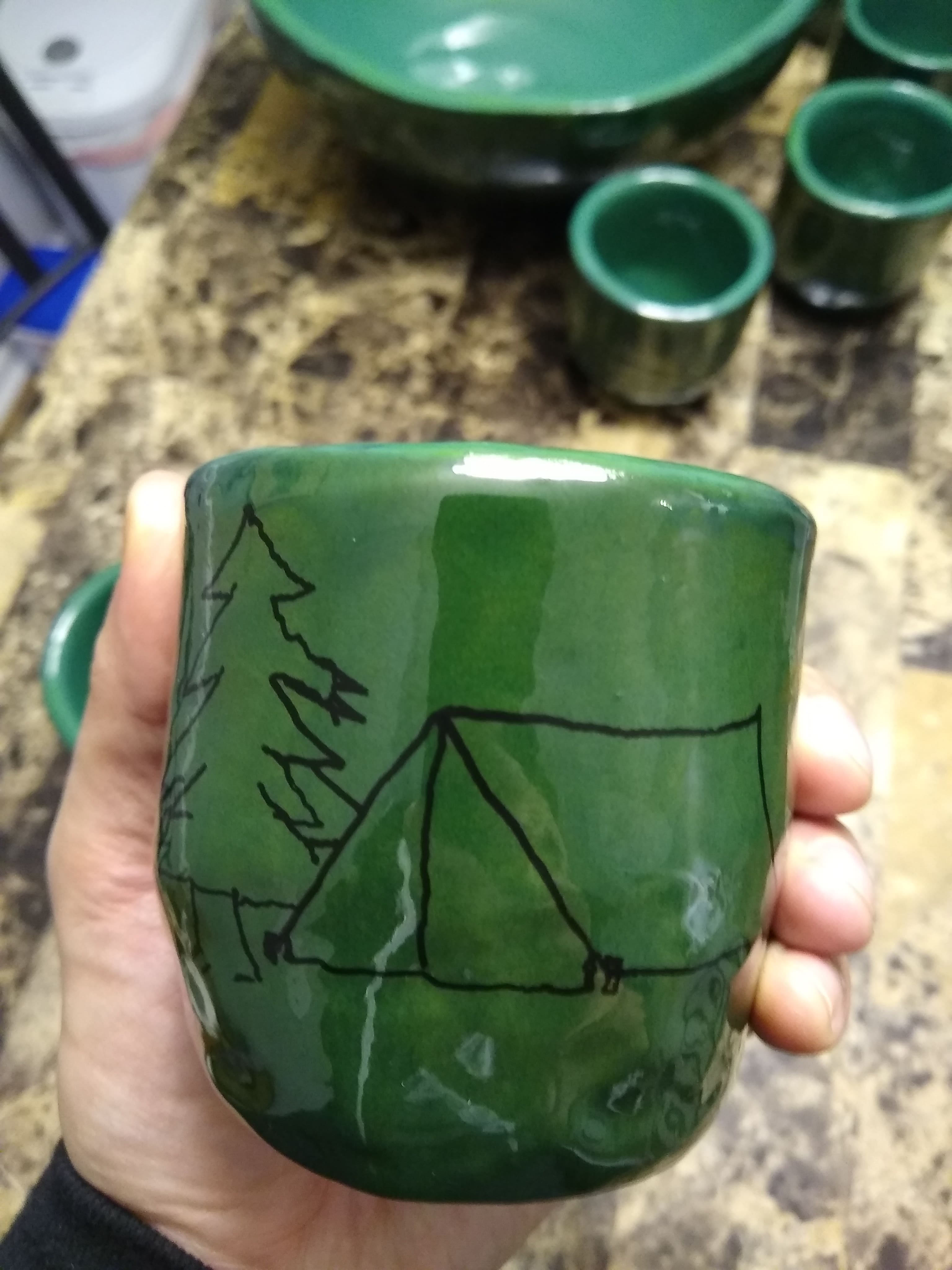 mug with camping motif